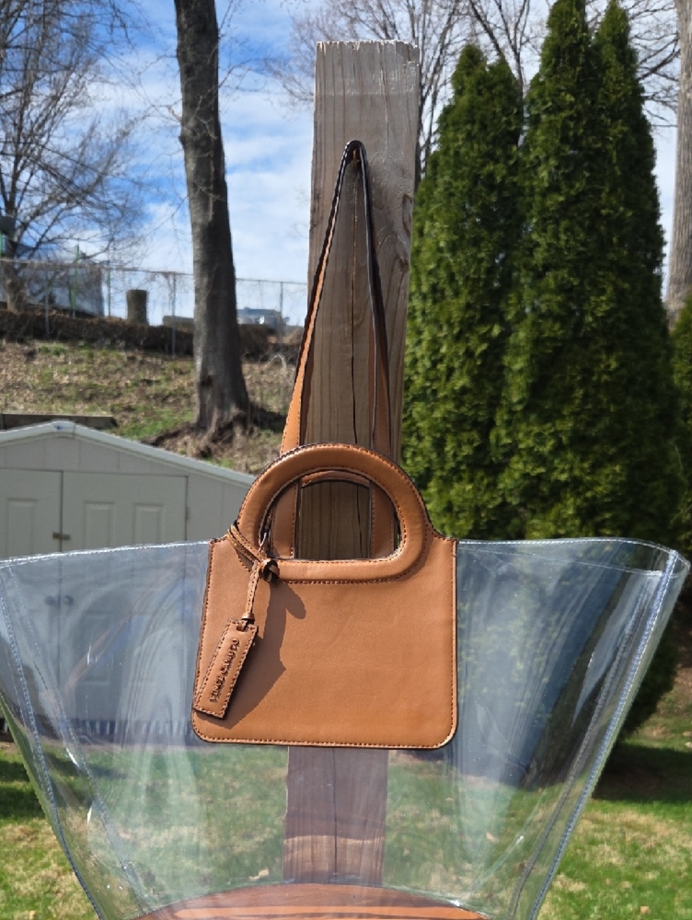 Vince Camuto Lena PVC Tote with Tan Leather